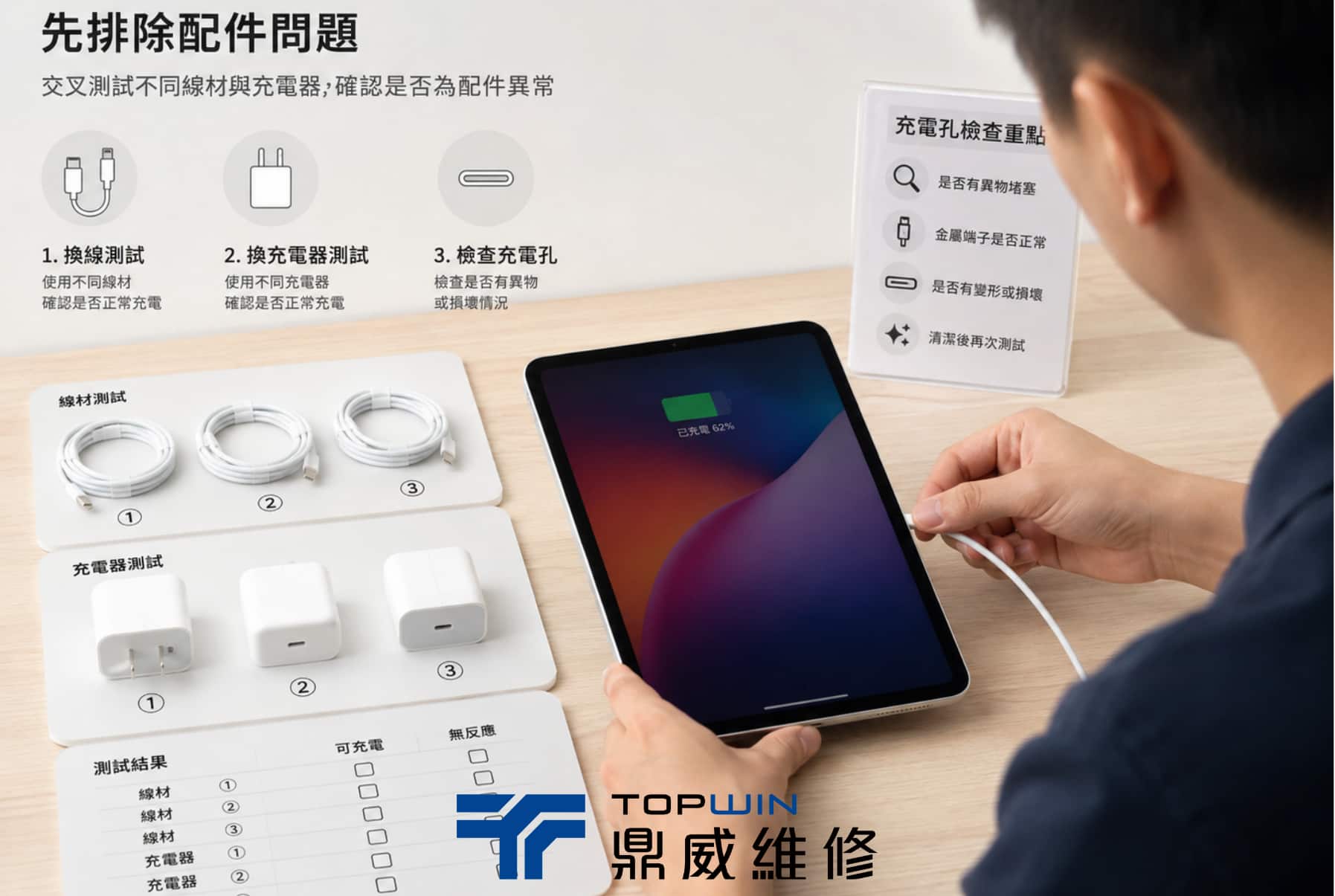 充電線或充電器異常