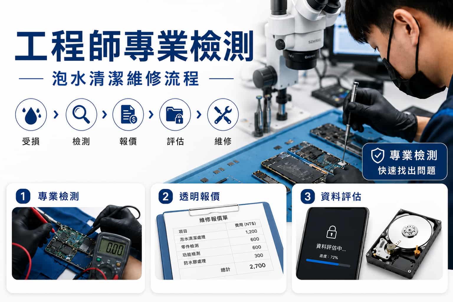 手機泡水維修費用項目有哪些?常見檢測與維修方向