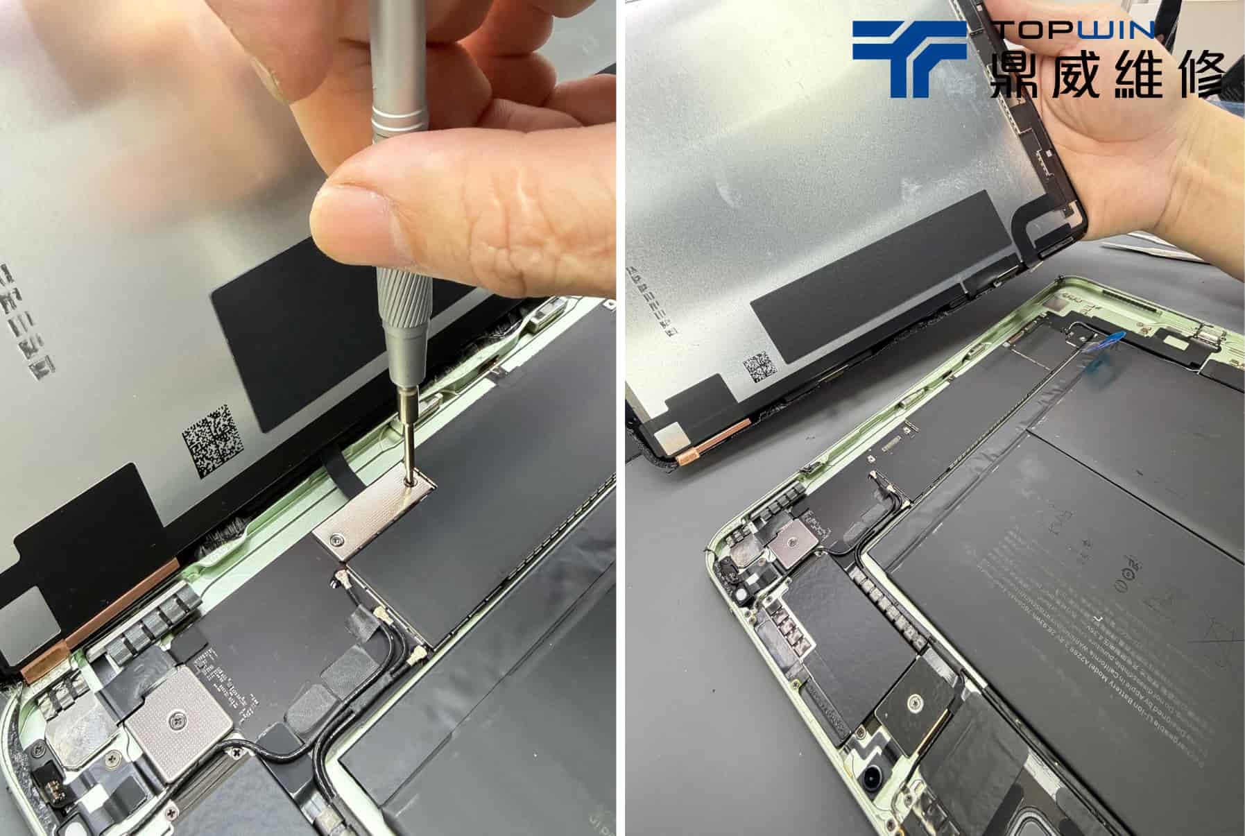 iPad Air 4 拆除液晶總成固定鐵片與排線