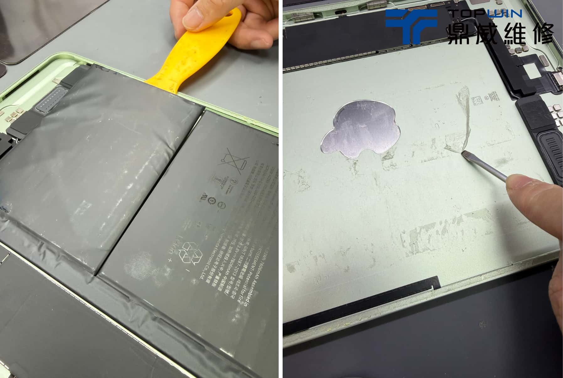 鼎威維修安全拆卸 iPad Air 4 膨脹電池