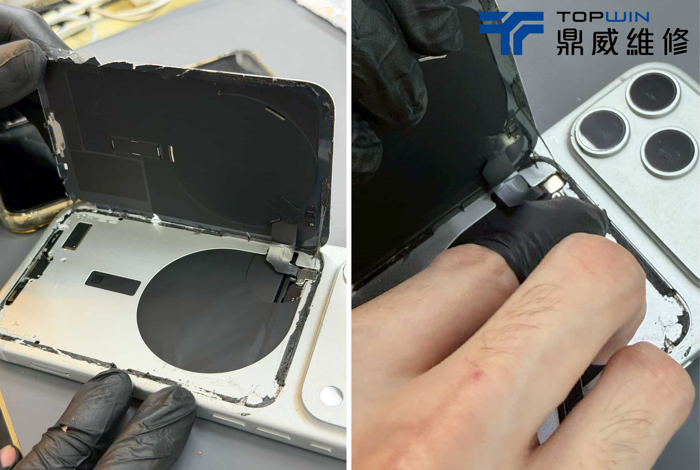iPhone 17 Pro Max背玻璃破裂後無線充電區域檢查