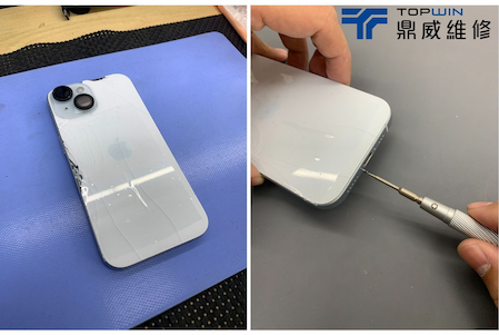 iPhone 15背板維修拆機前加熱軟化防水膠