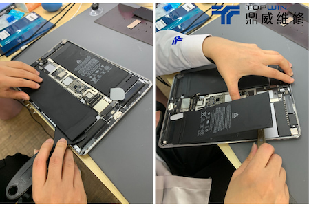 用拆機棒將電池拔起搭配除膠劑