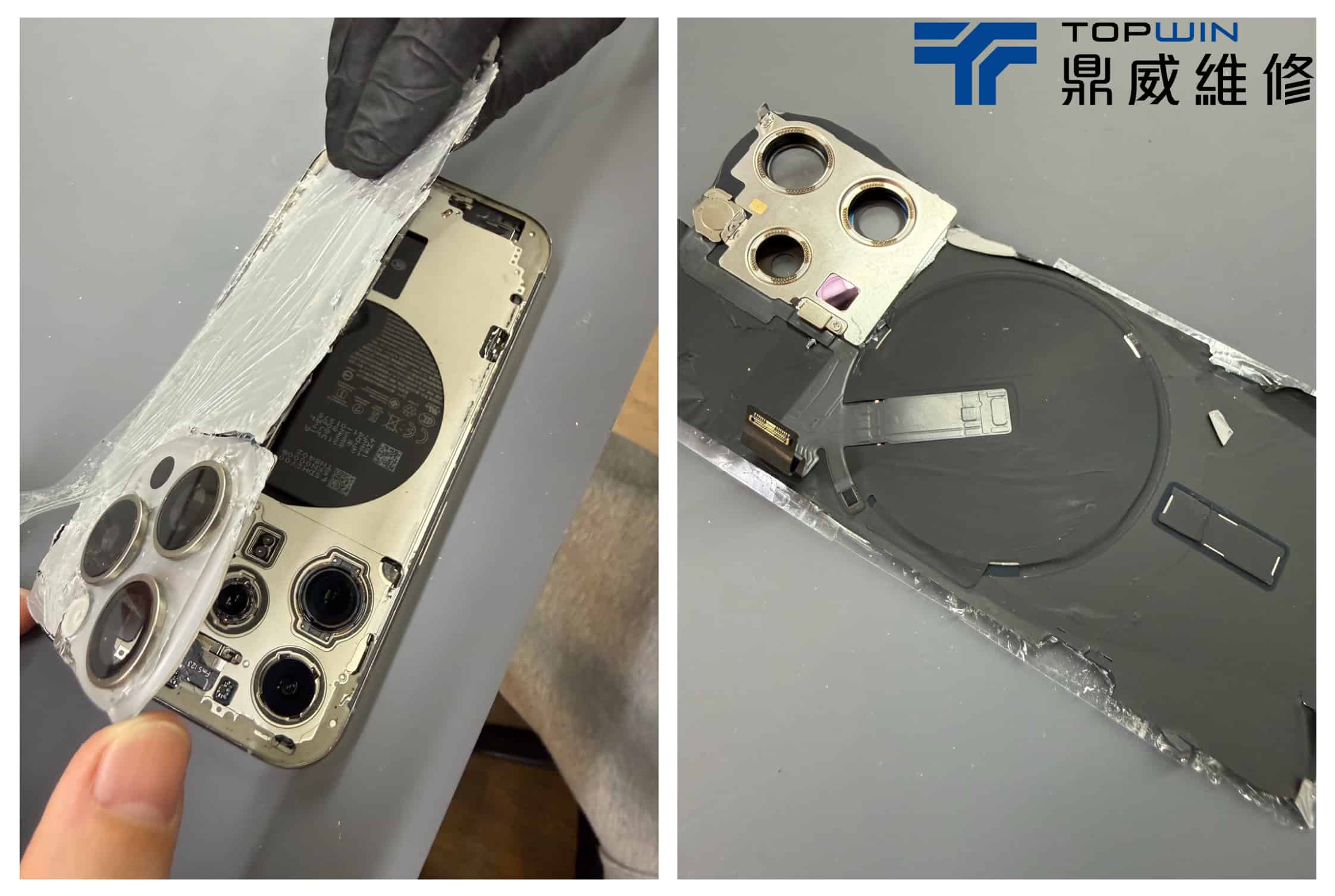 iPhone 15 Pro拆卸破裂背板玻璃
