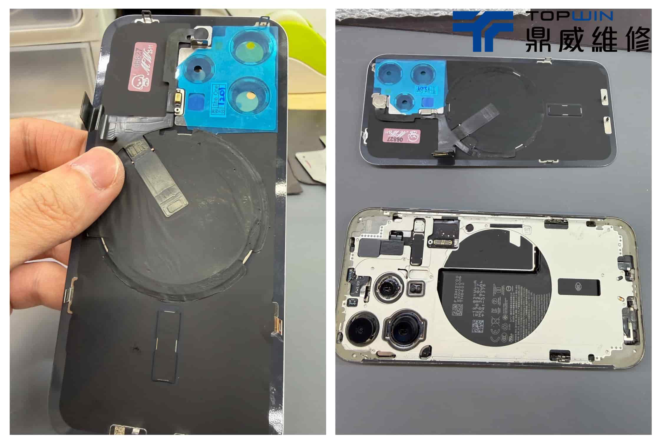 iPhone 15 Pro無線充電片拆卸完成