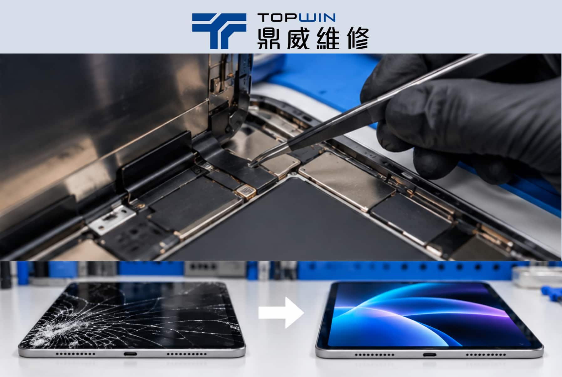 iPad螢幕更換有哪些方式？外玻璃、液晶、面板總成差在哪？