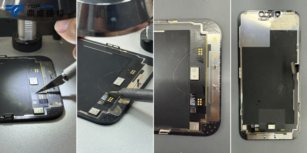 iPhone 13 Pro白屏故障面板拆解與修復操作過程