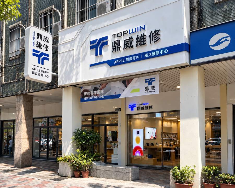 鼎威維修門市招牌與明亮入口