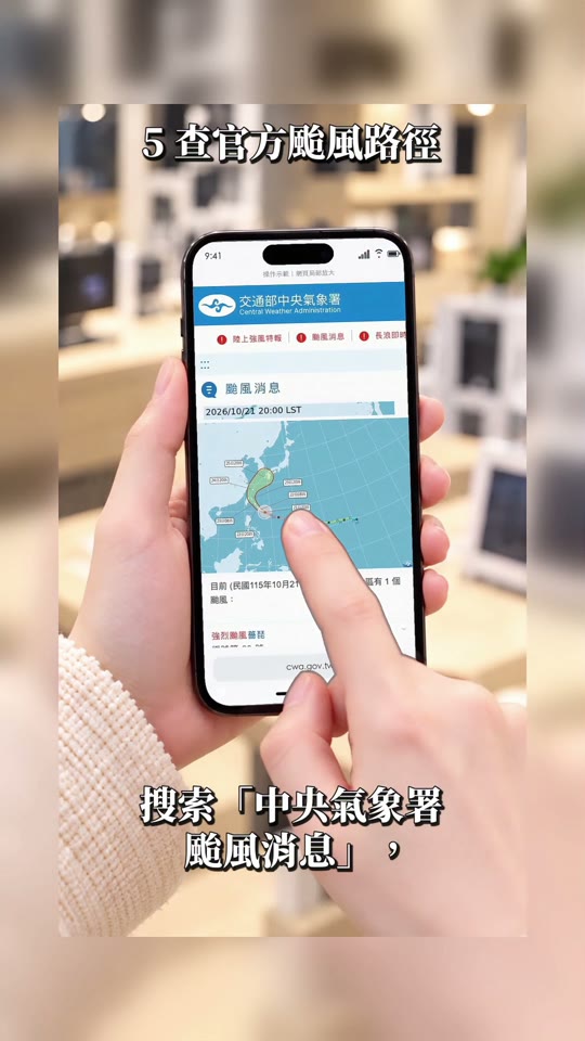 原影片示範開啟中央氣象署颱風資訊頁面,不代表目前颱風路徑